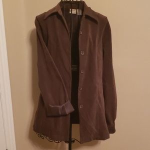 Brown fitted faux suede blazer